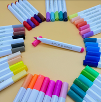 Stylos marqueurs à double pointe en peinture acrylique 60 couleurs, stylos à peinture acrylique de qualité supérieure pour la création de projets DIY