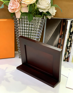 Elegant Taupe Leather <b>Picture</b> <b>Frame</b> With Solid <b>Wood</b> Stand For Home And Office - Product Image 6