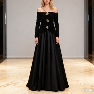 Vestidos de Moda para Mujer, Nueva Colección, Sin Tirantes, Hombros Descubiertos, Manga Larga, Cintura Ajustada - Product Image 1