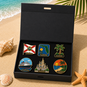 Set de Regalo de Pines Esmaltados Personalizados de Florida al por Mayor, con Temática de Palma, Crucero y Castillo, Pines de Solapa, Souvenir Turístico, Insignia Cultural de <span class=keywords><strong>Vacaciones</strong></span> - Product Image 1