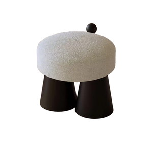 Tabouret de coiffeuse moderne en bois massif crème léger luxe haut de gamme pour chambre entrée banc de changement de chaussures de maquillage en laine d'agneau pour - Product Image 1