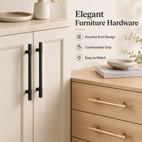 Poignées de meuble modernes en alliage d'aluminium noir mat pour tiroirs de cuisine, armoires et commodes