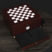 Humidor de Cedro Lacado de Alto Brillo para Cigarros, con Cajón, Personalizable, para Almacenamiento de Regalos y Juegos de Ajedrez
