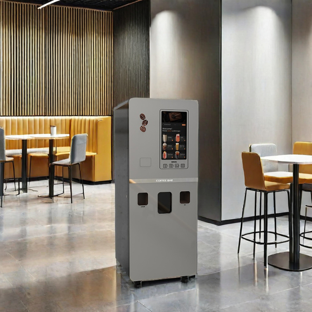 2025 Self-Selling Commercial Touch Screen Fully Automatic Adjustable Grinder Glass Door Professional Coffee Vending Machine