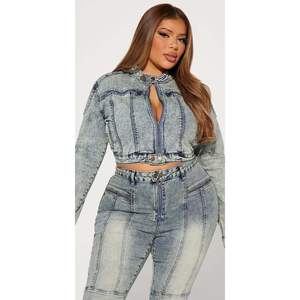 Ensemble en jean personnalisé pour femme 2026 : Veste courte à manches longues et jean skinny taille haute boutonné – Tenue Y2K tendance - Product Image 6