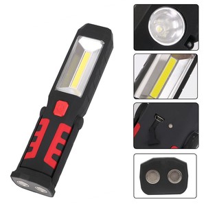 Lampe de travail portable transfrontalière COB1, réglable à 360 degrés, magnétique, rechargeable par USB, lumière d'urgence rouge pour réparation - Product Image 2