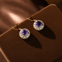 Boucles d'oreilles SA pour femme en argent sterling 925, bijoux pendantes avec halo de pierres précieuses, paire, vente en gros, pour fête, cadeau, stock en vrac