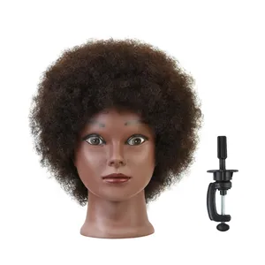 Vente chaude 100% tête de poupée de cheveux humains Mannequin Afro pour tresser des outils d'extension de cheveux Styles de pratique - Product Image 1