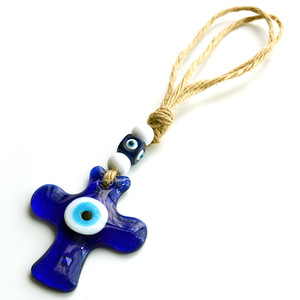 Devil's eye turco Blue Eye Glass Cross Pendant wall car ciondolo <span class=keywords><strong>portachiavi</strong></span> personalizzato - Product Image 1