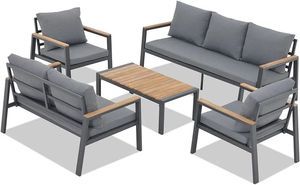Ensemble de canapés de patio en forme de L, de luxe, écologique, durable, en aluminium, de style postmoderne, résistant aux intempéries - Product Image 3