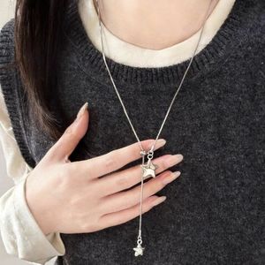 Star Pull-out Necklace For Women Long Adjustable Sweater Chain Tibetan Silver Pendant Daily Wear Gift Fashion Accessory - Product Image 1