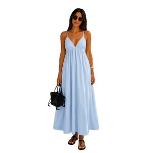 <span class=keywords><strong>Robe</strong></span> longue fluide sans dos à découpe en U, bretelles fines réglables, <span class=keywords><strong>taille</strong></span> élastique, idéale pour la <span class=keywords><strong>plage</strong></span> et les vacances, pour femme - Product Image 5