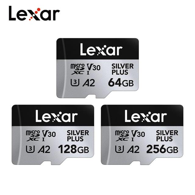 Lexar Professional SILVER PLUS Micro TF Sd Card 64GB 128GB 256GB A2 V30 U3 4K Memory Card up to 205Mb/s Flash TF Card
