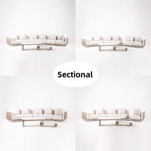 Artie ชุดโซฟาแบบแบ่งส่วนรูปตัวยู, ชุดสนทนาเชือกมุมกรอบอลูมิเนียมกลางแจ้งเฟอร์นิเจอร์โรงแรมสวนเลานจ์ - Product Image 3