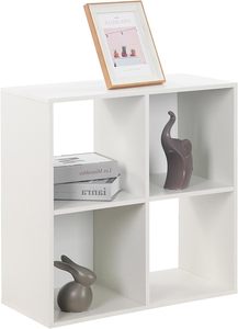 Wooden Storage <strong>Cubes</strong> Bookcase Unit Shelf Closet Cabinet DVD Rack Bookshelf File Organizer Rack 4 <strong>Cube</strong> <strong>White</strong> - Product Image 2