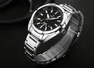 Reloj de Cuarzo de Lujo Ultrafino 9038 para Hombre, Correa de Acero Inoxidable Plateada, Esfera Luminosa, Resistente al Agua 30 bar, Botón de Presión - Product Image 2