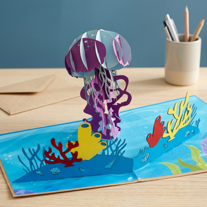 Best Seller 3D Pop <b>up</b> Jellyfish Card Handicraft Paper Laser Cut Animal Style New Year Gifts Vietnam - Product Image 1