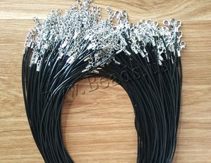 Đang Bán Thời Trang Dây Đen Vòng Cổ Sáp Dây Bông Hợp Kim Kẽm Tôm Hùm Clasp Với 2Lnch Extender Chain Màu Bạch Kim 493561 - Product Image 4