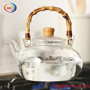 Trasparente in vetro <span class=keywords><strong>pyrex</strong></span> grande teiera con manico di bambù - Product Image 1