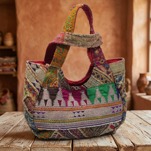 New Trend Eco Friendly Cotton Vintage Tote <b>Bag</b> for Women <b>Large</b> Capacity Open Closure Embroidery All Seasons <b>Shoulder</b> Handbag - Product Image 2