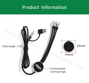 Nylon trenzado de alta calidad 3 en 2 Micro Nylon Usb tipo C Cable cargador Cables de teléfono móvil de carga rápida con logotipo redondo