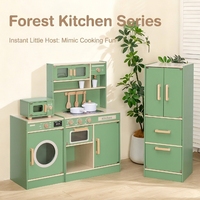 Set Mainan Dapur Hutan Kayu Anak-anak, Permainan Pura-pura dengan Suara dan Lampu, Aksesoris Makanan, Montessori Edukatif, Hadiah Permainan Peran