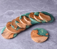 Ensemble de sous-verres en bois de luxe classique moderne, résine époxy, résistant à la chaleur, écologique, durable, décoration de table basse, œuvre d'art décorative pour boissons