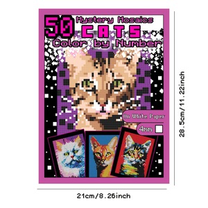 Mosaïques mystérieuses : chats à colorier par numéros – 50 motifs, grille de 4 mm sur papier blanc – Livre de coloriage pour adultes, journal de pixel art - Product Image 2