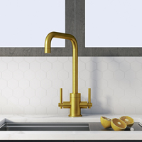 Robinet de cuisine en acier inoxydable 304 à surface polie, eau chaude et froide, robinet d'évier à deux poignées