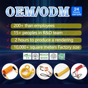 Produttore di cordino a spirale di sicurezza retrattile con gancio a scatto in lega di alluminio moschettone, nero/blu/verde/rosso/argento/giallo - Product Image 2