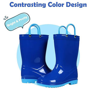 Bottes de <span class=keywords><strong>pluie</strong></span> imperméables en caoutchouc pour enfants en bas âge, garçons et filles, couleurs vives, poignées faciles à enfiler, chaussures de <span class=keywords><strong>pluie</strong></span> d'extérieur - Product Image 2