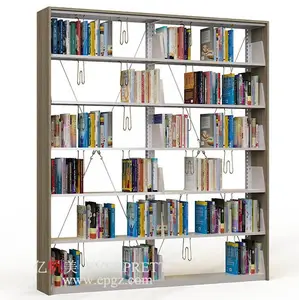 Customized Modern Luxury Simple Commercial Library Furniture Steel Book Shelf Single Sided Metal Book Shelf
