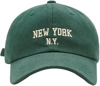 Gorra de béisbol New York para deportes al aire libre, unisex, con visera curva, de sarga, estampado digital a cuadros común, de 6 paneles, lavada.