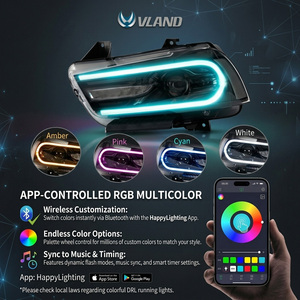 Faros Delanteros VLAND de Repuesto Personalizados con Luces LED RGB para <span class=keywords><strong>Dodge</strong></span> <span class=keywords><strong>Charger</strong></span> RT <span class=keywords><strong>SXT</strong></span> SRT SRT8 2011 2012 2013 2014 - Product Image 3