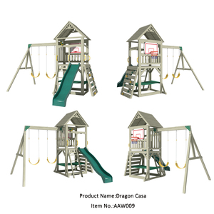 Gỗ swingset đu Bộ sân chơi ngoài trời trẻ em đường phố vườn trẻ em nhỏ trượt và đu gỗ đặt sân chơi trong gỗ - Product Image 3