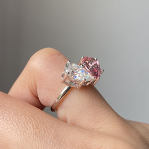 Provence 14k 18K vàng trắng 2.5ct mỗi đôi Pear Sapphire moissanite toi ET MOI Nhẫn cưới - Product Image 4