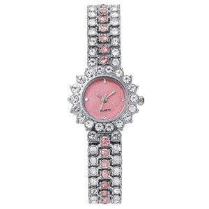 Elegante Reloj de Pulsera para Mujer con Pedrería, Esfera Redonda Pequeña de Color Rosa, Correa con Incrustaciones de Cristales, Reloj de Cuarzo de Moda - Product Image 5