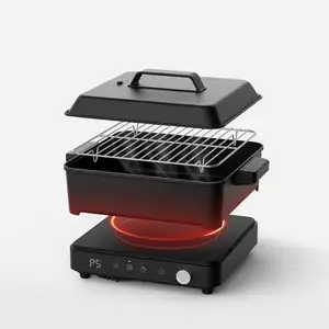 Portable Electric Touch Control Electric Induction Hob Cooker Cooktop With Deep Pot Grilling Pan