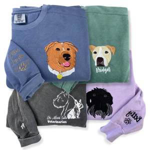 Felpa ricamata per animali domestici di colore personalizzato personalizzato personalizzato con il viso di animali domestici e il nome di felpa invernale o camicia - Product Image 1