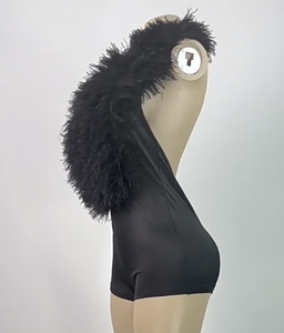 Peeqi HR25026 <span class=keywords><strong>Tuta</strong></span> Elegante <span class=keywords><strong>in</strong></span> <span class=keywords><strong>Raso</strong></span> per <span class=keywords><strong>Donna</strong></span>, Casual e alla Moda, con Piume, Scollo a V Profondo, Sexy, Senza Maniche - Product Image 4