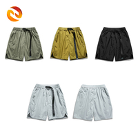 Shorts de bain tactiques pour hommes, taille élastique, taille mi-haute, respirants, séchage rapide, motif uni, 100 % nylon, maille, shorts de sport de plage