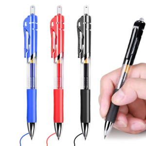 Vente chaude Publicité noir rouge bleu Presse <span class=keywords><strong>Action</strong></span> presse en plastique Stylets Bureau école entreprise Utiliser encre <span class=keywords><strong>gel</strong></span> Stylo - Product Image 1