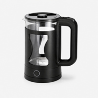 Bouilloire électrique en verre borosilicate 1500W 1,8L portable sans fil avec base rotative à 360° pour la maison, l'hôtel, l'extérieur et les camping-cars
