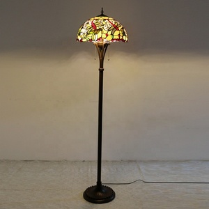 LongHuiJing Dragonfly Tiffany Style Stained Glass Floor <b>Lamps</b> 63Inch With 16Inch Wide Handmade Shade Resin <b>Base</b> <b>Lamp</b> - Product Image 3