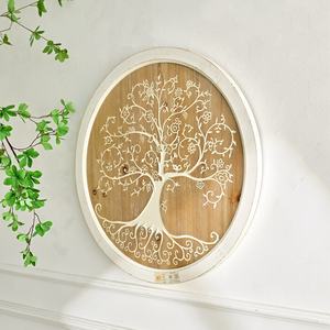 Décoration murale ronde en bois sculpté en forme d'arbre pour la maison - Product Image 3