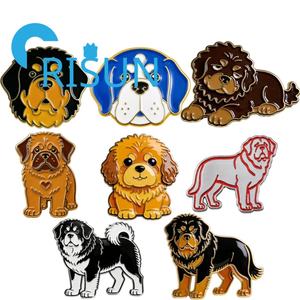 Broches en Émail Personnalisées en Métal en Gros, Terrier <span class=keywords><strong>Tibétain</strong></span>, <span class=keywords><strong>Mastiff</strong></span>, Chien, Émail, Étain, Broches de Revers, Badges, Cadeaux pour Amateurs de Chiens, Broche en Émail - Product Image 1