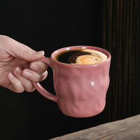 Mug en grès céramique rétro, design irrégulier, origine Dehua, compatible lave-vaisselle et micro-ondes, tasse à café et lait pour cafés, hôtels et B&B