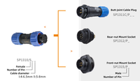 Connecteur circulaire étanche IP68 de remplacement WEIPU SP1311/S4, fiche femelle à 4 broches, type à souder, boîtier en nylon