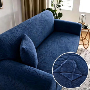 Housse de protection pour canapé en jacquard solide, lavable, 1/2/3/4 places, épaisse, en forme de L, pour banquette, motif feuilles séchées, sectionnelle, extensible et élastique - Product Image 2
