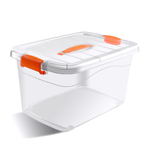 Factory direct 12L Clear Transparent Large Plastic Clothes Storage Containers Tote Bin Box with Lid